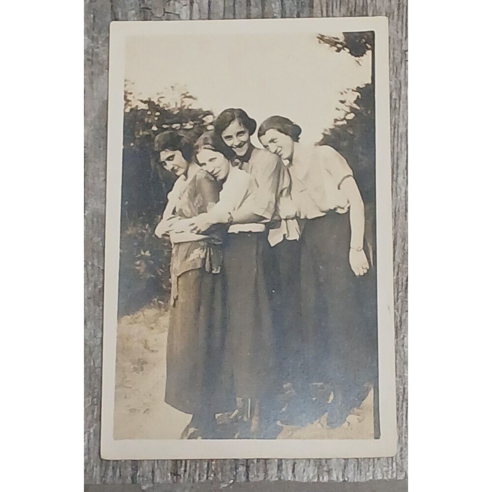 RPPC Lesbians Four Girls Gay AZO 1900s Taboo of Era Photo Postcard